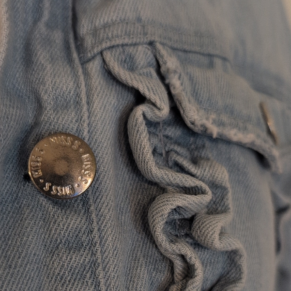 Miss Selfridge Vintage Light Blue Ruffle Denim Jacket View 4